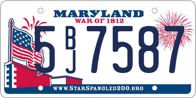 MD license plate 5BJ7587
