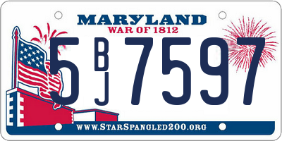 MD license plate 5BJ7597