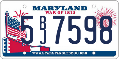 MD license plate 5BJ7598
