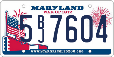 MD license plate 5BJ7604