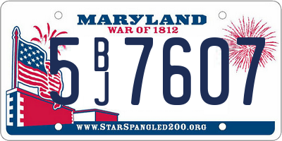 MD license plate 5BJ7607