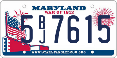 MD license plate 5BJ7615