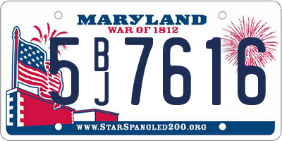 MD license plate 5BJ7616
