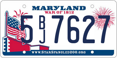 MD license plate 5BJ7627