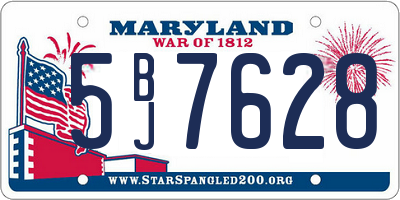 MD license plate 5BJ7628