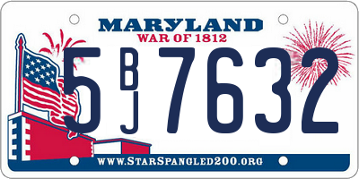 MD license plate 5BJ7632