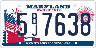 MD license plate 5BJ7638
