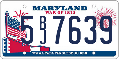 MD license plate 5BJ7639