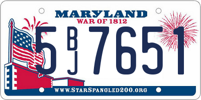 MD license plate 5BJ7651
