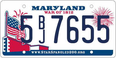 MD license plate 5BJ7655