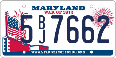 MD license plate 5BJ7662