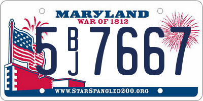 MD license plate 5BJ7667