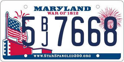 MD license plate 5BJ7668