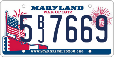 MD license plate 5BJ7669