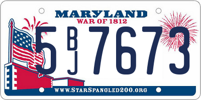 MD license plate 5BJ7673