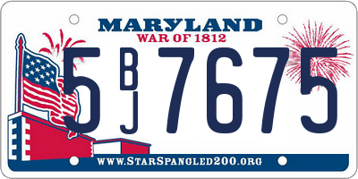 MD license plate 5BJ7675