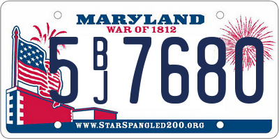 MD license plate 5BJ7680
