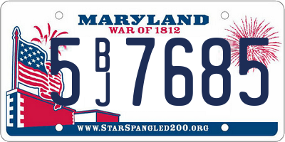 MD license plate 5BJ7685