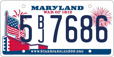 MD license plate 5BJ7686