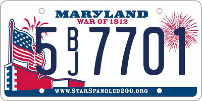 MD license plate 5BJ7701