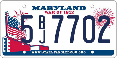 MD license plate 5BJ7702