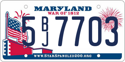 MD license plate 5BJ7703