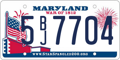 MD license plate 5BJ7704