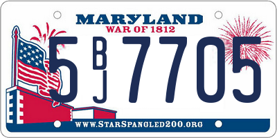 MD license plate 5BJ7705