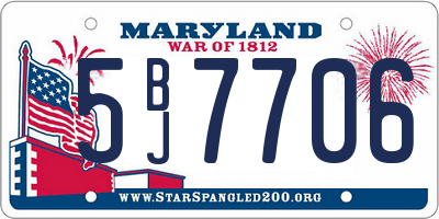 MD license plate 5BJ7706