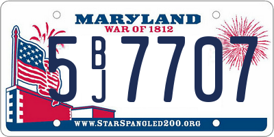 MD license plate 5BJ7707