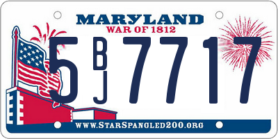 MD license plate 5BJ7717