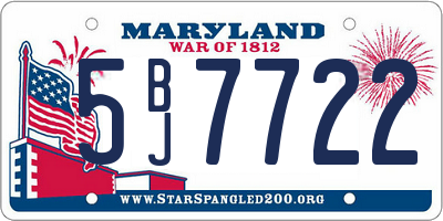 MD license plate 5BJ7722