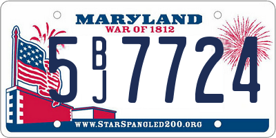 MD license plate 5BJ7724