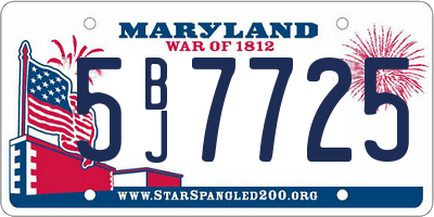 MD license plate 5BJ7725