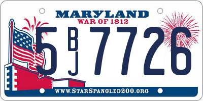 MD license plate 5BJ7726