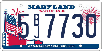 MD license plate 5BJ7730