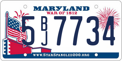 MD license plate 5BJ7734
