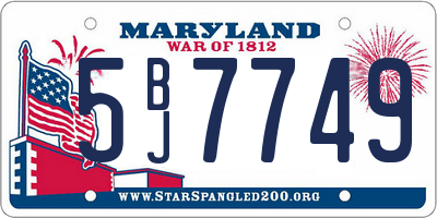 MD license plate 5BJ7749