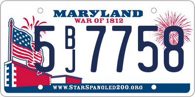 MD license plate 5BJ7758