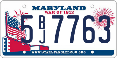 MD license plate 5BJ7763