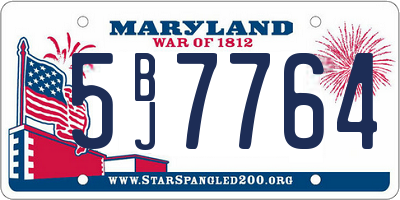 MD license plate 5BJ7764