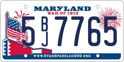 MD license plate 5BJ7765