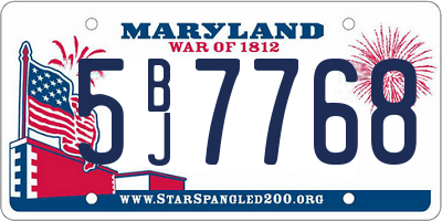 MD license plate 5BJ7768