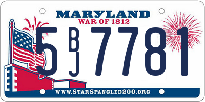 MD license plate 5BJ7781