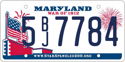MD license plate 5BJ7784