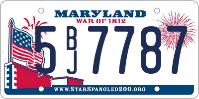MD license plate 5BJ7787