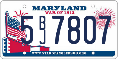 MD license plate 5BJ7807