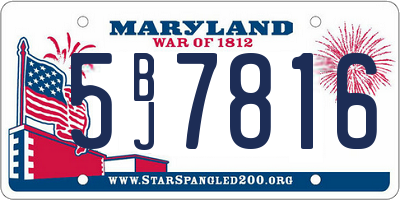 MD license plate 5BJ7816