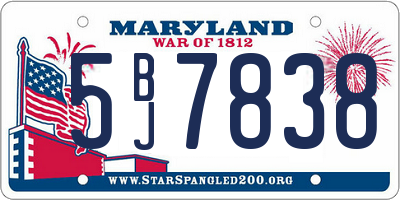 MD license plate 5BJ7838