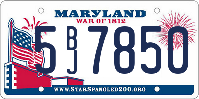 MD license plate 5BJ7850